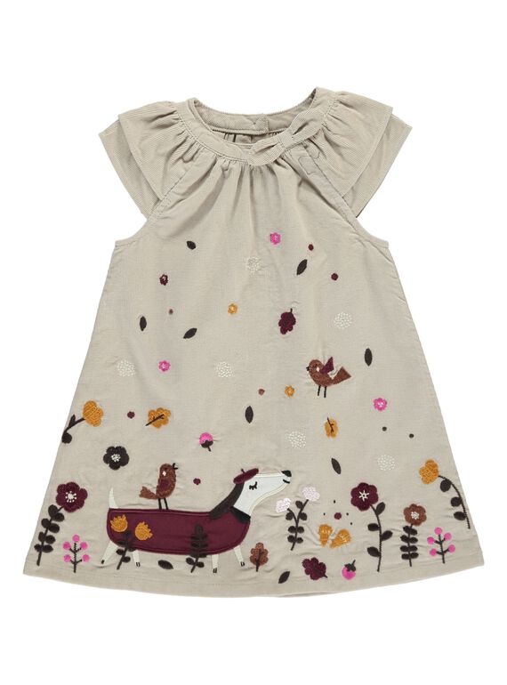Baby girls' velour dress DICHOROB3 / 18WG09F1ROB007