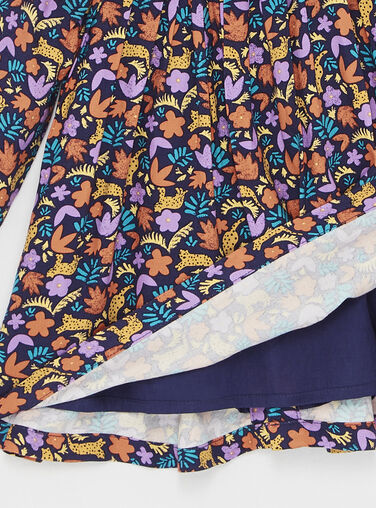 Navy blue and orange floral print dress Navy blue and orange floral print dress SILINROB1 / 23WG09H1ROBJ912