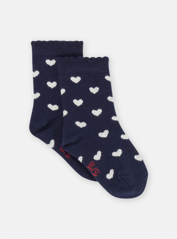 Navy blue socks with baby girl heart print SYIJOSOQ2 / 23WI09M4SOQ070