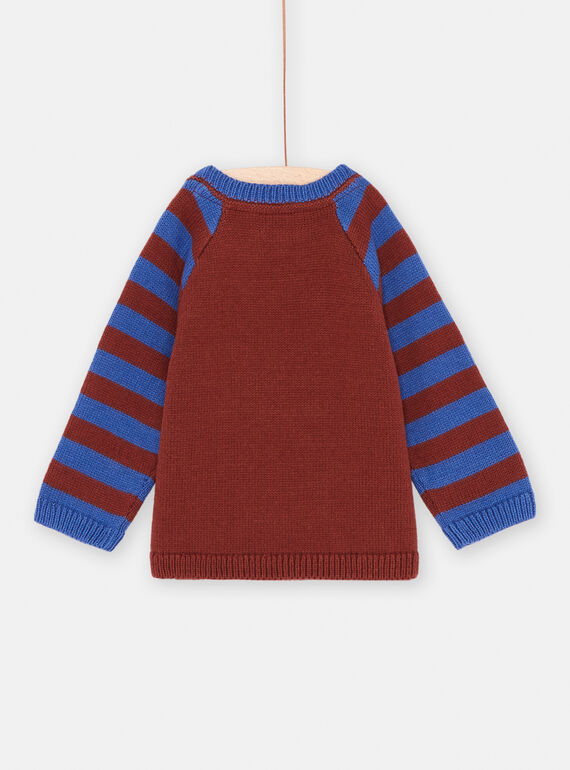 Baby Boy Brown and Blue Striped Sweater SUFORPUL / 23WG10K1PUL812