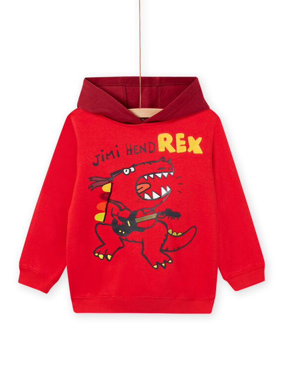 Child Boy Red Dinosaur Hoodie MOFUNSWE / 21W902M1SWEF505
