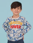 Boy's grey and blue dragon T-shirt MOPLATEE1 / 21W902O2TMLJ922