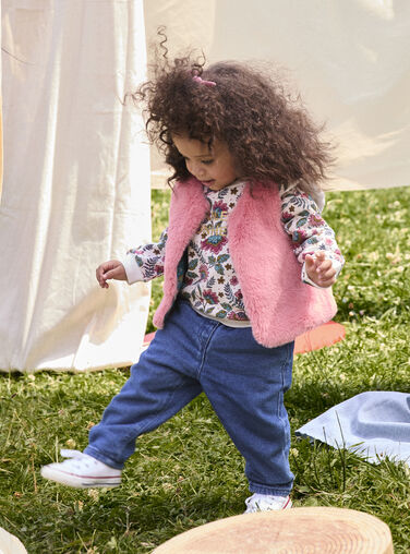 Reversible pink cardigan for baby girl VIKLICAR2 / 24WG0942CAR303