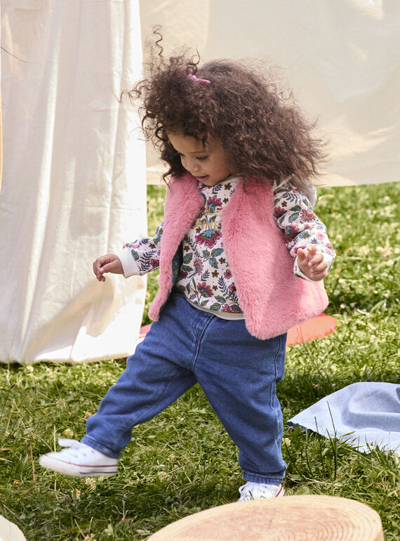 Reversible pink cardigan for baby girl VIKLICAR2 / 24WG0942CAR303