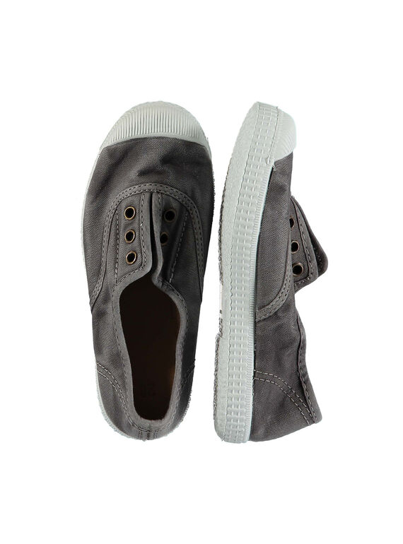 Boys' plain canvas trainers FGTENGREY / 19SK36B3D16940
