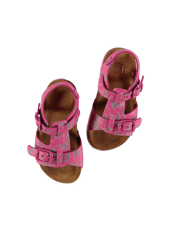Baby girls' smart leather sandals FBFNUPRINT / 19SK37D4D0E304