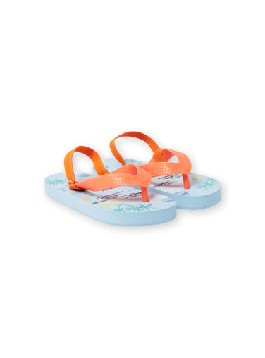 Pale blue palm tree print flip flops for boys LGTONGPALM / 21KK3661D01202