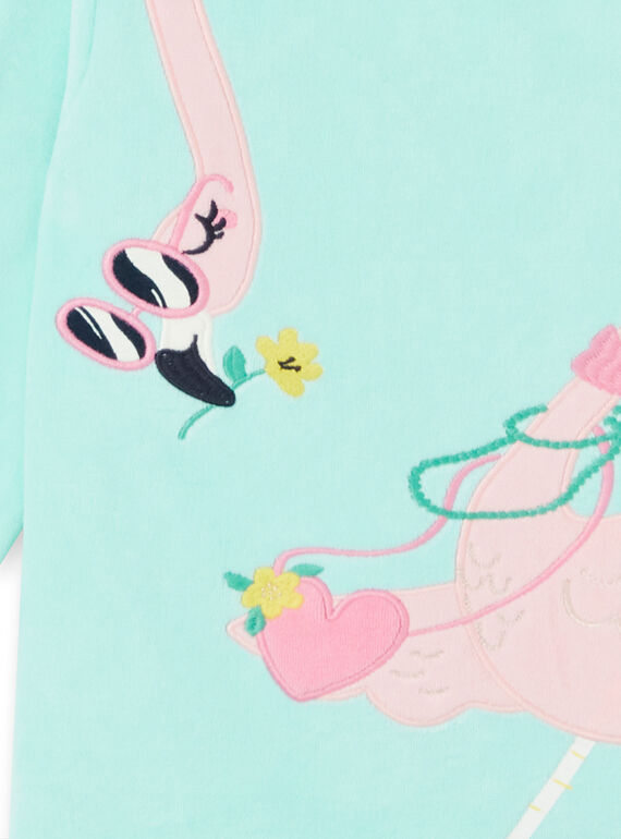 Children's pajamas girl velvet flamingo pattern LEFAPYJFLA / 21SH1112PYJC242