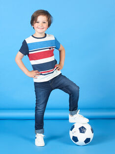 Grey and blue striped t-shirt for children and boys LOHATI2 / 21S902X1TMCJ920