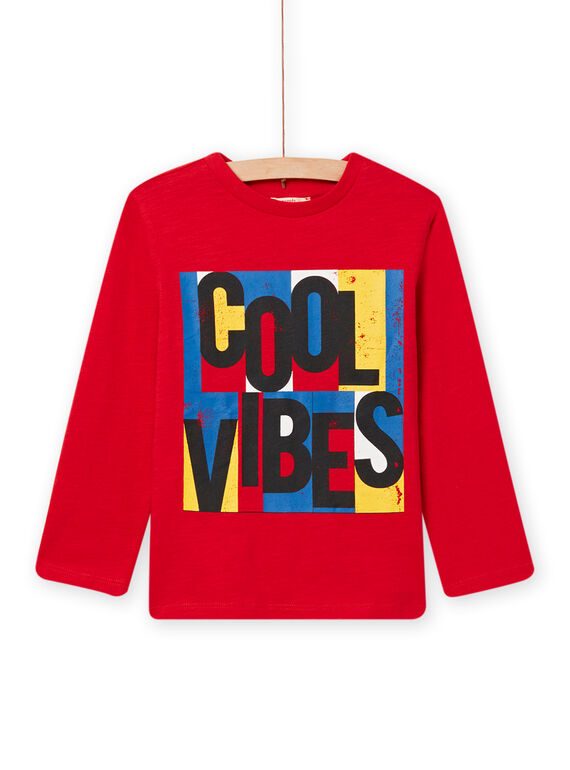Red Cool Vibes graphic t-shirt for child boys NOJOTEE2 / 22S90273TML050