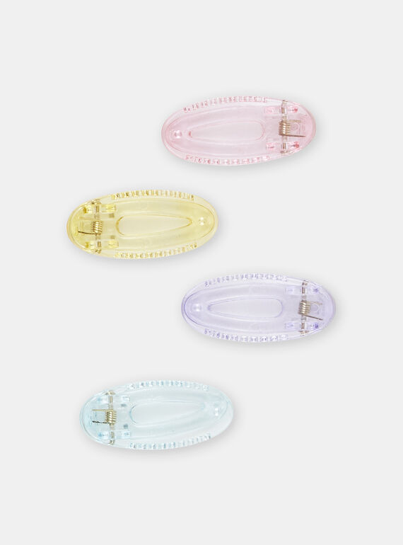 4 multicolored transparent barrettes for girls SYAJOCLIC5 / 23WI0185BRT099