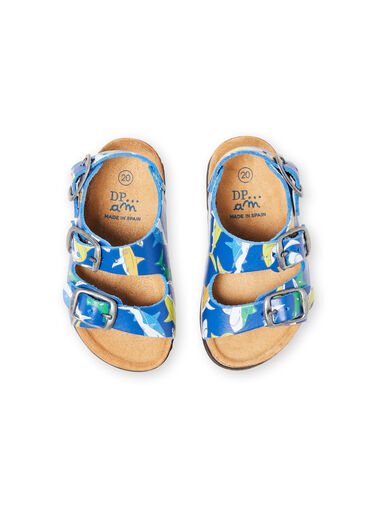 baby boy navy blue sandals with shark print LBGNUREQUIN / 21KK385CD0E070