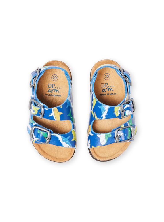 baby boy navy blue sandals with shark print LBGNUREQUIN / 21KK385CD0E070