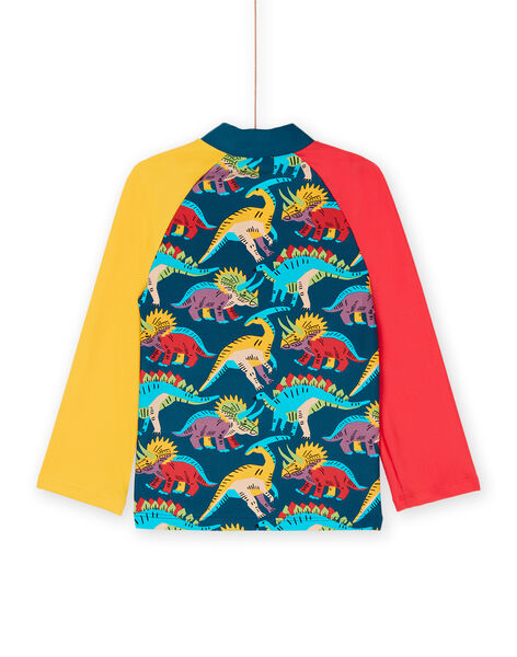 Turquoise UV resistant swimsuit with dinosaur print RYOMERUVTIDIN / 23SI02R1TUVC217