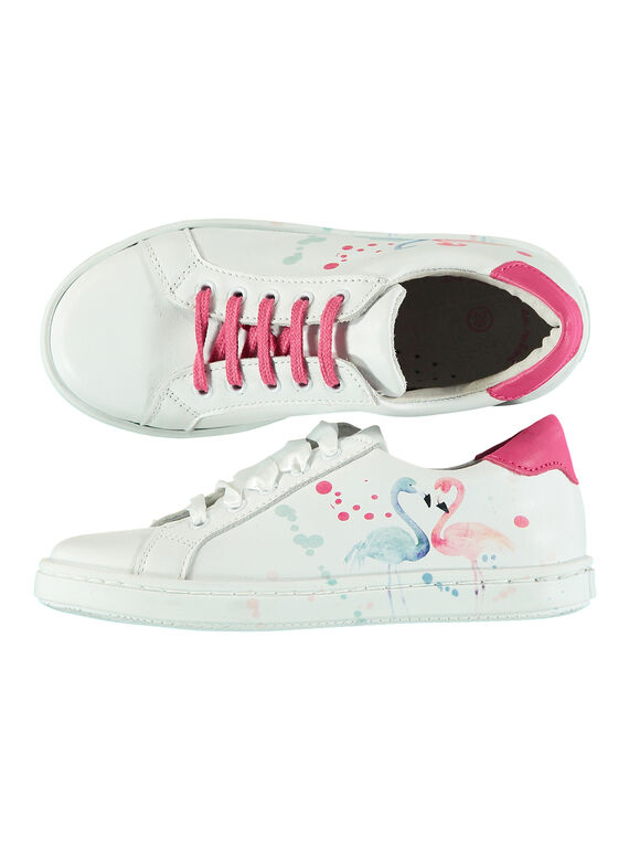 Girls? smart printed leather trainers FFBASFLAM / 19SK3541D3F000