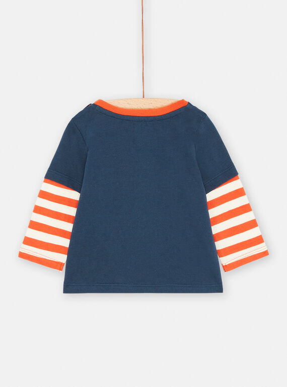 Ultramarine blue T-shirt with fox pocket for baby boys SUKHOTEE3 / 23WG10Q1TML707