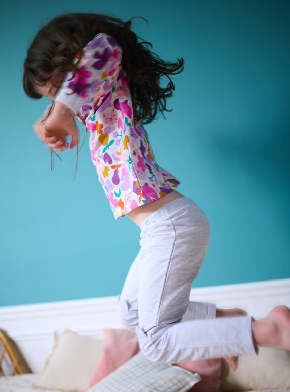 Girl's grey fantasy print pyjamas SEFAPYJFRU / 23WH1141PYJJ920