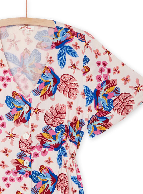 Powder pink long dress with exotic print RAMUMROB1 / 23S993G2ROBD327