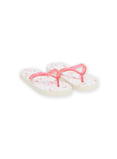 White and pink flip flops with unicorn and fantasy print child girl NATONGLICOR / 22KK3582D01099