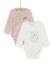 Mixed birth 2 long sleeved double-breasted bodysuit with hedgehog design MOU2BOD2 / 21WF04D1BOD001