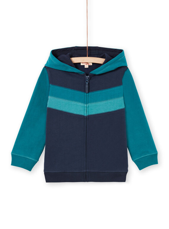 Child boy's night blue zipped hooded vest with fantasy animation MOTUGIL2 / 21W902K2GIL705