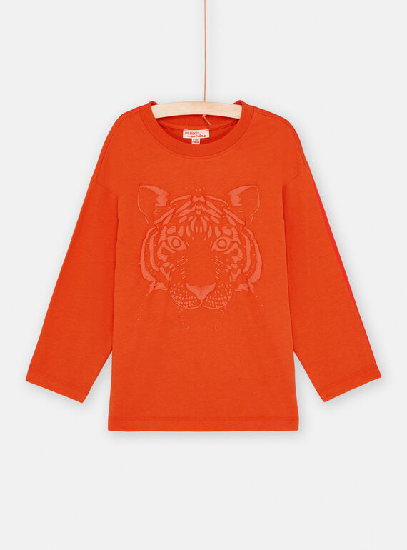 Boy's orange tiger T-shirt SOJOTIEP2 / 23W902G1TMLE410