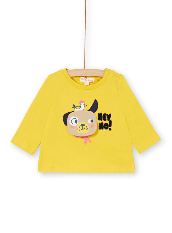 Yellow cotton t-shirt baby boy LUNOTEE2 / 21SG10L2TML106