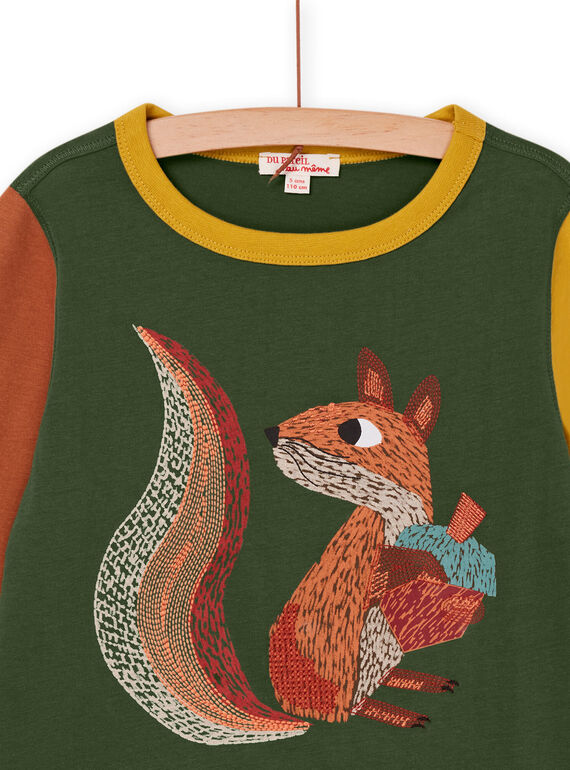 Two-tone long sleeve t-shirt with squirrel design PORHUTEE2 / 22W902Q2TML609