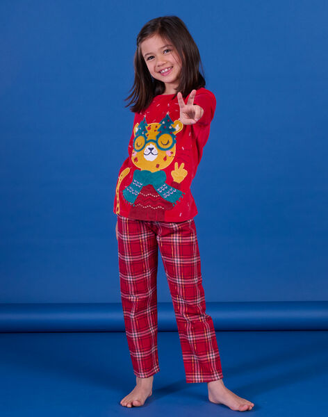 Christmas leopard print and plaid pajamas PEFAPYJNOE / 22WH1171PYJ050