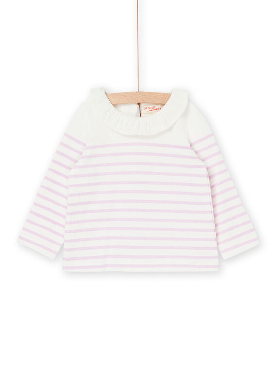 Ecru and pink striped sweater RIJOBRA3 / 23SG0985BRA001