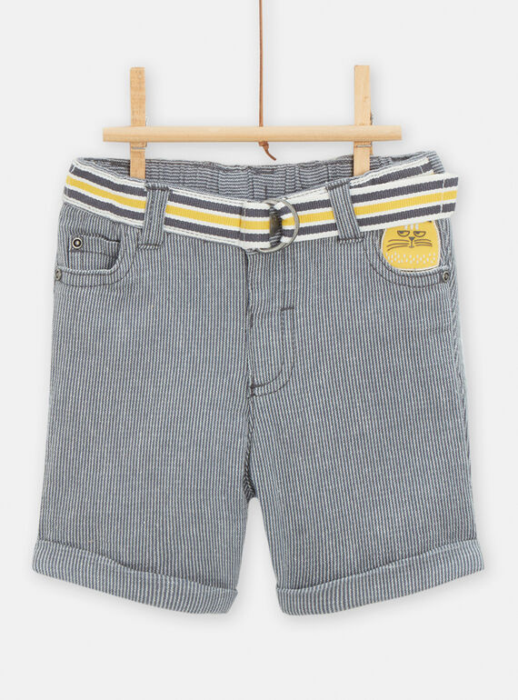 Grey and yellow striped Bermuda shorts for baby boys TULIBER2 / 24SG10T2BER001