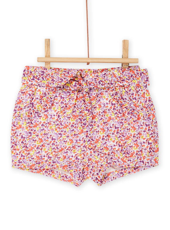 Pink and purple shorts with floral print RINEOSHO / 23SG09O1SHO000