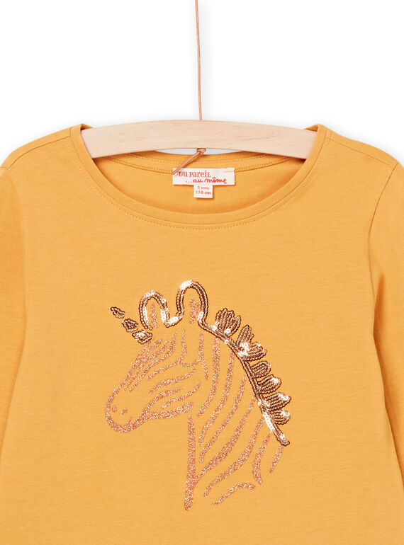 Yellow long sleeve t-shirt with zebra animation PAJOYTEE5 / 22W901B2TMLB107