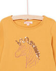 Yellow long sleeve t-shirt with zebra animation PAJOYTEE5 / 22W901B2TMLB107