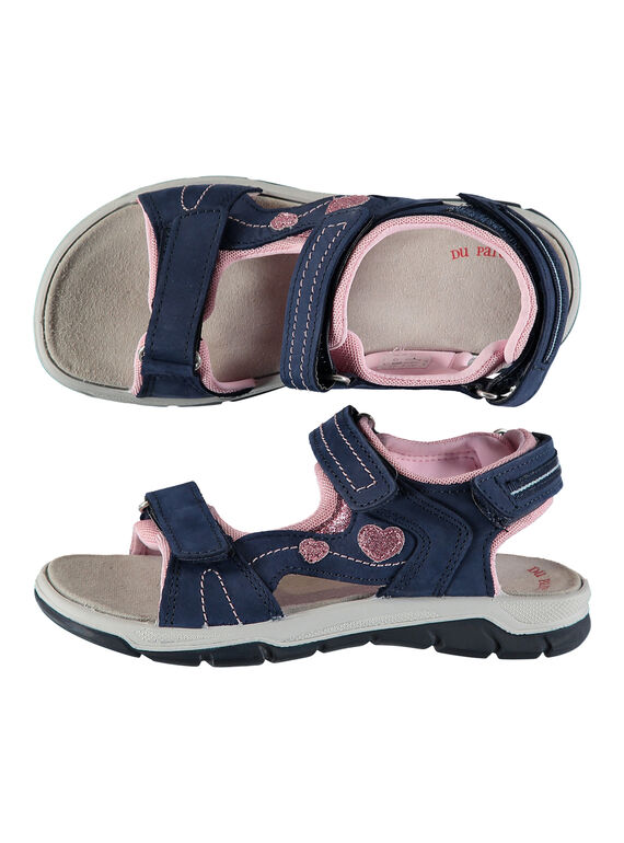 Girls' smart sandals in two fabrics FFSANDION / 19SK35K2D0E070