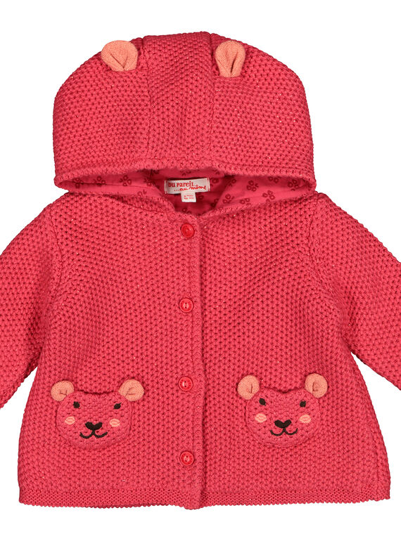 Baby girls' knit hooded jacket FIBAVEST1 / 19SG09X1VES308