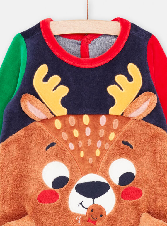 Midnight blue and brown Christmas romper for baby boy SEGAGRENOREN / 23WH14T2GRE705