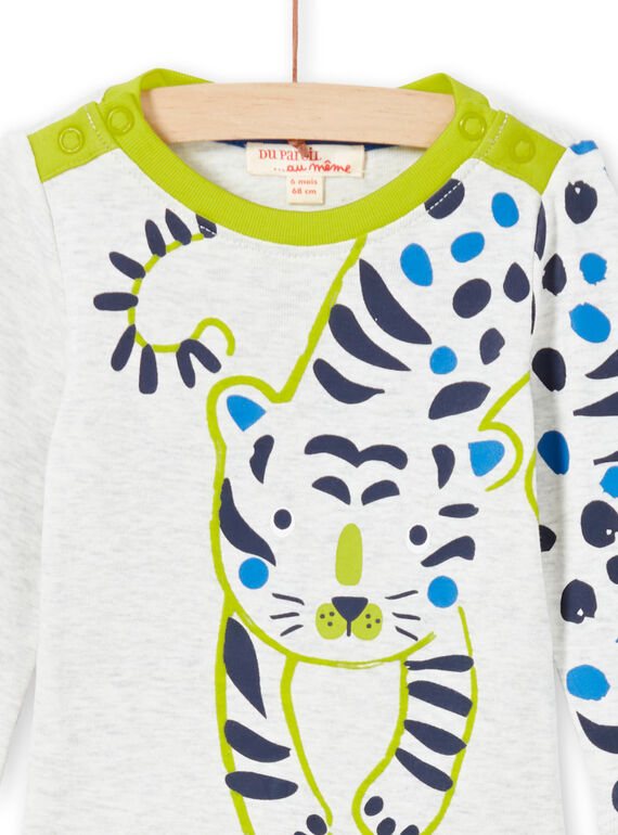 Baby boy's ecru and green bodysuit MUKABOD / 21WG10I1BOD006