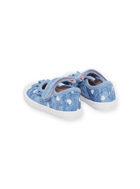 Blue slippers with hearts and ruffles print RITOILCOEUR / 23KK3771D17C201