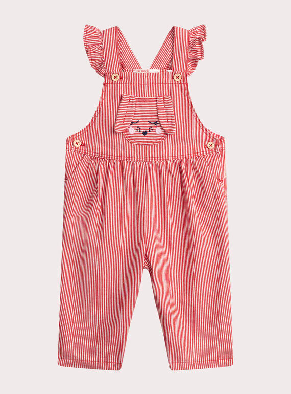Baby girls' red striped dungarees WIKASAL / 25SG0932CBLA001