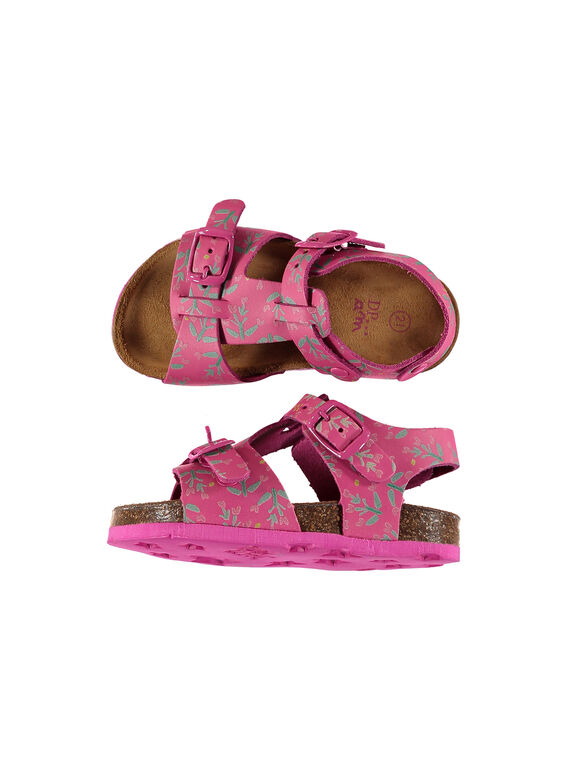 Baby girls' smart leather sandals FBFNUPRINT / 19SK37D4D0E304