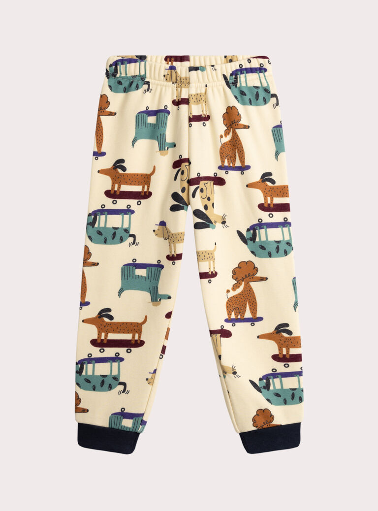 Beige printed pajamas in filled fleece for boys  VEGOPYJANI / 24WH1291PYJ007