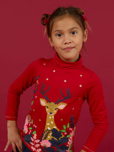 Child girl's turtleneck and deer print undershirt MANOSOUP / 21W901Q1SPL050