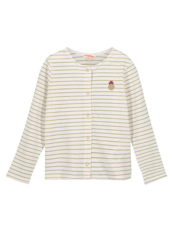 Girls' striped cotton cardigan FACUCAR / 19S901N1CAR000