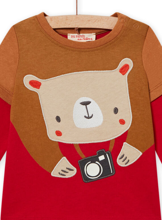 Baby Boy Red Embroidered T-shirt MUFUNTEE1 / 21WG10M2TMLF512