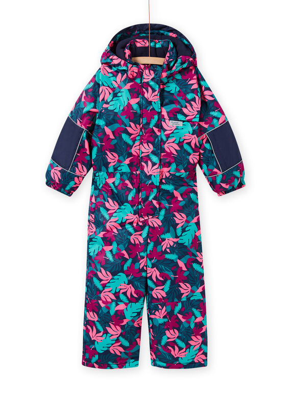 Navy blue ski suit with foliage print child girl MASKICOMB / 21W901R1CBS070