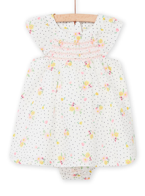Baby girl's ecru dress and bloomer NISOROB3 / 22SG09Q4ROB001