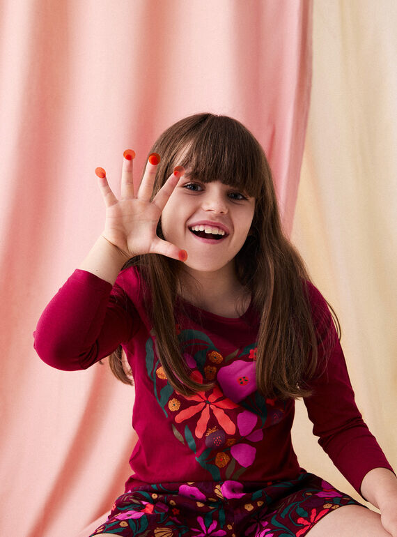 T-shirtRed floral heart animation for girls  VAKOTEE3 / 24W90133TMLF529