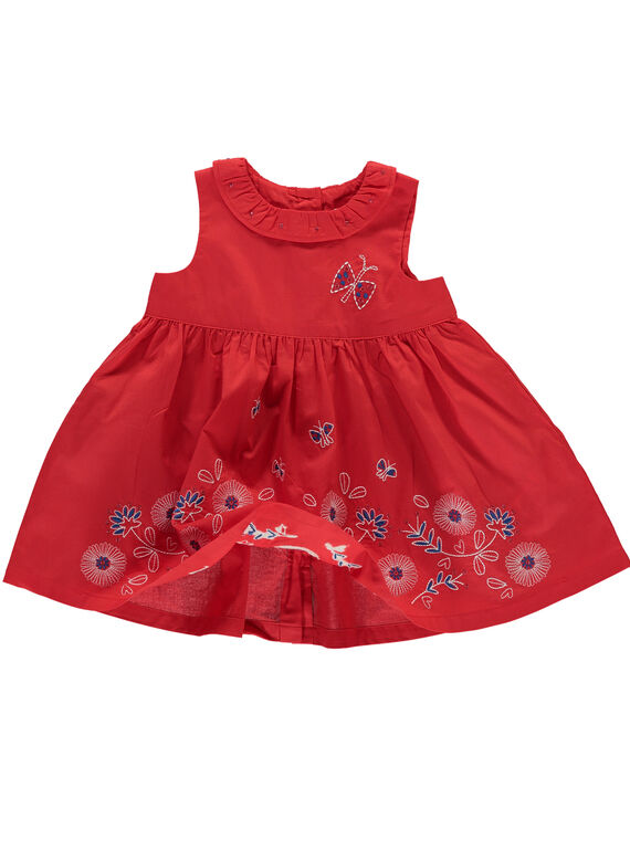 Baby girls' embroidered red dress FITOROB3 / 19SG09L3ROB330