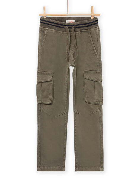 Khaki elastic waist cargo pants POJOPAMAT2 / 22W902B2PAN609